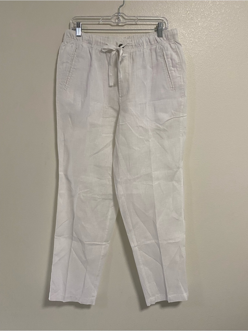 Tasso Elba Island Panta Women’s Size Large White 100% Linen Drawstring Pants